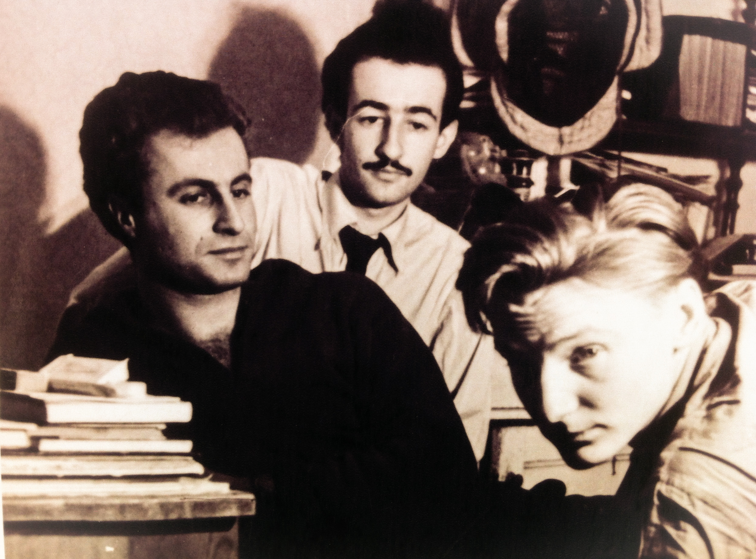 Young Juraj Sajmovic (left) and famous director Juraj Herz (middle) in student house. Photo: Family Archiv of Juraj Sajmovic Junior 