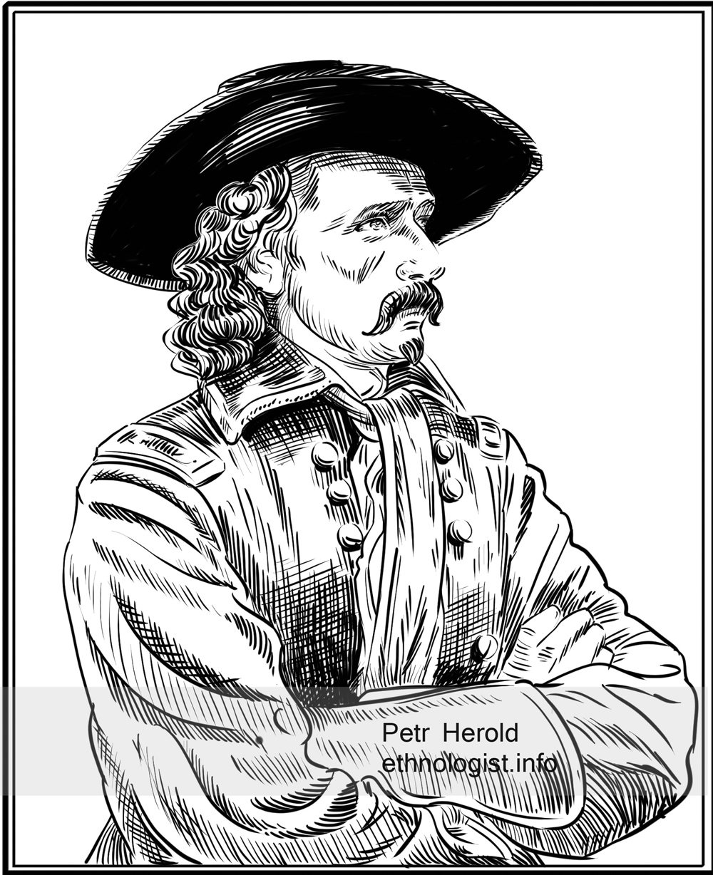 Velitel 7. kavalerie George Armstrong Custer. Kresba: Petr Herold