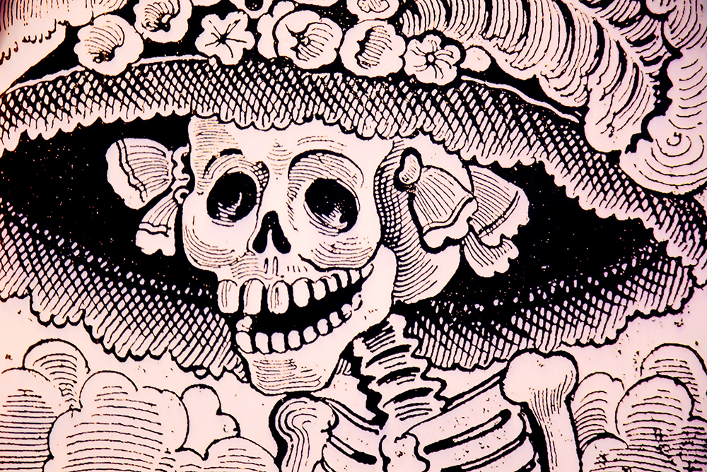 Vyobrazení "La Calavera Catrina" mexického kreslíře Josého Guadalupe Posady se stalo jednou z hlavních ikon mexického svátku mrtvých. Foto: Barbora Zelenková, Londýn, 2018, Nikon D500.
